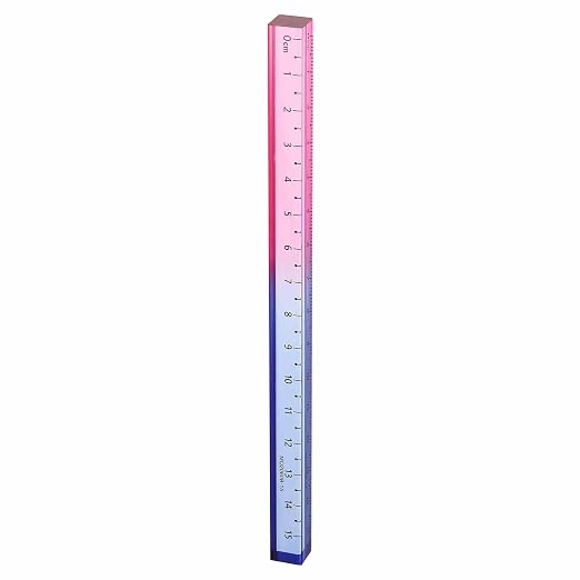 HARFINGTON Acrylic Clear Straight Rulers 15cm Metric Transparent Gradient Three-Dimensional Plastic Ruler Square Cube Measuring Tool for Classroom Office, Blue-Pink