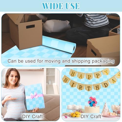 Blue Checkered Bulletin Board Roll Non-Woven Fabric Poster 15.7" x65.6ft
