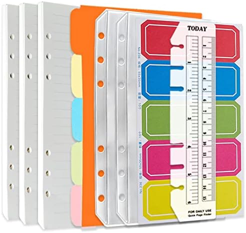 DY.2ten A6-135 Sheets (270 Pages) Graphic Paper Refills + 2 Zipper Pockets + 5 Dividers + Note Tabs + Ruler