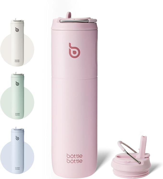 BOTTLE BOTTLE Insulated Water Bottle 24oz with Straw Lid and Handle Sports | for Travel Gym school,Stainless Steel Water Bottles,Double-Wall,Vacuum Metal,Leak Proof,BPA-Free
