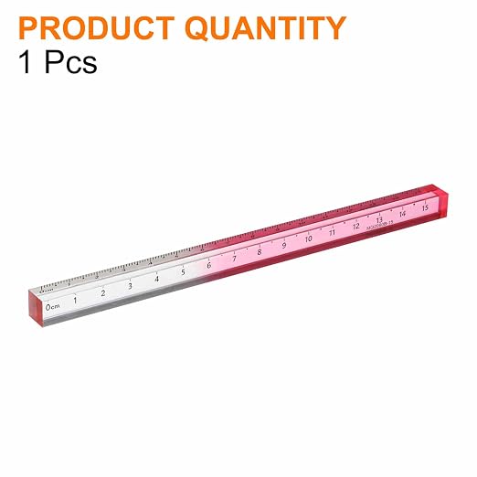 HARFINGTON Acrylic Clear Straight Rulers 15cm Metric Transparent Gradient Three-Dimensional Plastic Ruler Square Cube Measuring Tool for Classroom Office, Pink