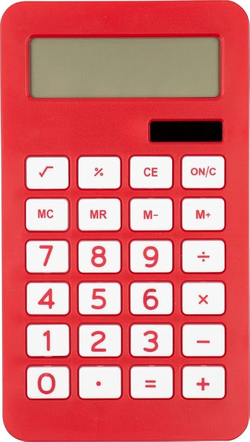 JAM PAPER Desktop Calculator - 10 Digit LCD Display - 3 3/4 x 6 3/4 Inches - Red & Blue Combo - Bulk 10/Pack