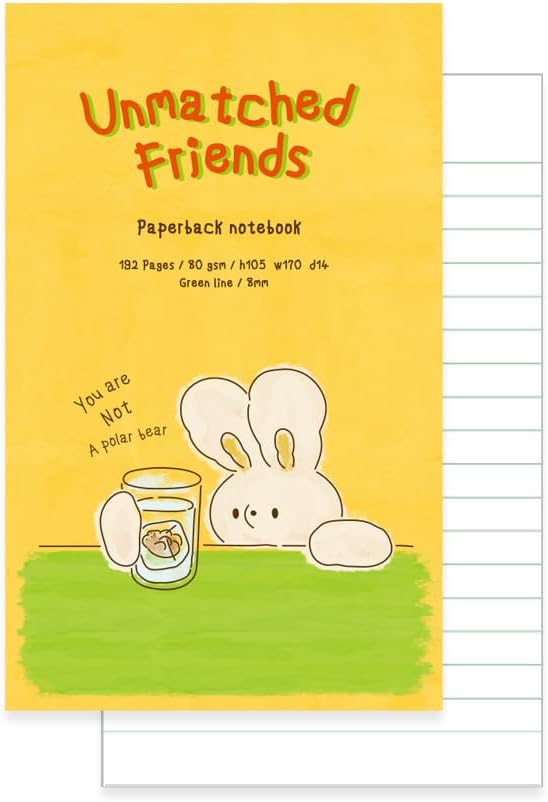 Monolike Unmatched Friends Paperback Line Notebook - 04. Polar bear_Design note, Mini note, Simple note, Notebook, 192 Pages, 4.13x6.69