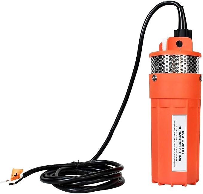 ECO-WORTHY 12V DC Submersible Well Water Pump with 10ft Cable, Water Flow 1.6GPM, Max Lift 100ft/30m, 96W Deep Well Pump for Irrigation, farm, ranch, home
