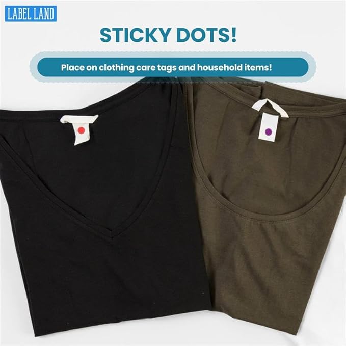 Color Coded Iron-on & Stick-on Dot Bundle - 400pcs, 8 Colors, 50 of Each Color, for Clothes & Laundry Organization, Round Clothing Labels, for Adults and Kids, Washer & Dryer Safe