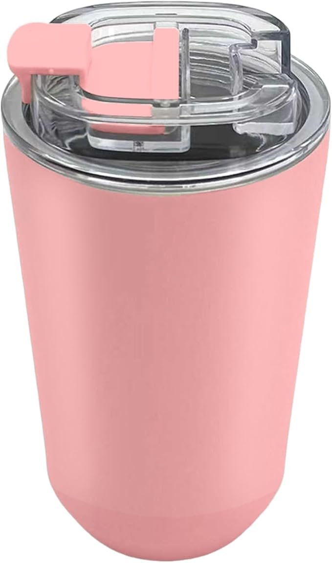 DEQIANG Travel Coffee Cup, Coffee Cup Travel with Lid, Insulated Coffee Mug for Hot & Cold Beverages, Great Gift Choice for Coffee Lovers, Office Workers, Hikers & Commuters (Pink, 12 oz)