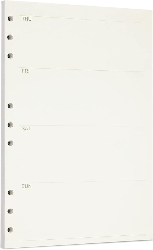 Zelten 1 Pack B5 45 Sheets/90 Pages Weekly Planner Loose Leaf Punched Paper Refills Paper for 9 Hole Binder Personal Organizer Diary Notebook Refillable Planner