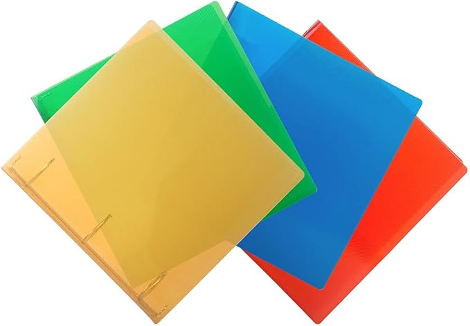 JAM PAPER Plastic 2 inch Binders - Assorted 3 Ring Binders (Red, Blue, Green & Orange) - 4/Pack