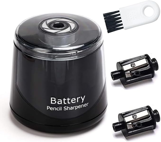 High-Speed Automatic Pencil Sharpener, Black Portable Battery-Powered Colored Pencils Sharpener (6-8mm), Perfect for Kids Students and Personal Use at Home School or Office by JinZeFa