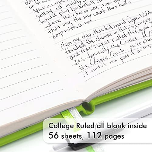 feela 3 Pack Pocket Small Notebook Journals, Mini Cute Memo Notepad Hardcover College Ruled Lined Journals with Pen Holder for Women Girls Office School, with 3 Black Pens, 3.5”x 5.5”, A6, Green