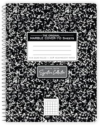 ROARING SPRING Signature Collection Composition Spiral Notebook, Hardcover, Graph Grid Rule, 20# Premium Paper, 70 Perforated Sheets, 9.75" x 7.5", Made in USA