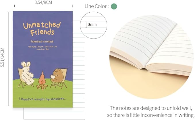 Monolike Unmatched Friends Paperback Line Notebook - 03. Campfire_Design note, Mini note, Simple note, Notebook, 192 Pages, 4.13x6.69