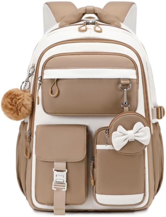 MUSEVOS Kids Teenage Girls Backpack, Elementary/Middle/High Schoolbag, Multi-Compartment Water-resistant Cute Bookbag, 17inch