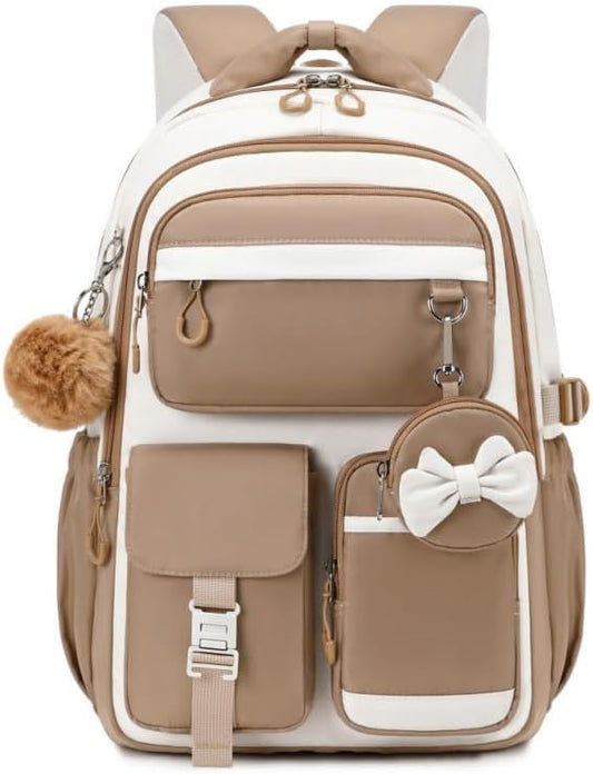MUSEVOS Kids Teenage Girls Backpack, Elementary/Middle/High Schoolbag, Multi-Compartment Water-resistant Cute Bookbag, 17inch
