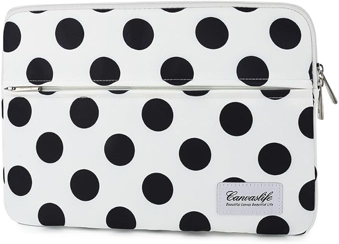 Canvaslife Waterproof 13-Inch Laptop Sleeve with Pocket for 13.3-Inch Laptop and MacBook Air/Pro 13 (Black Dot Pattern)
