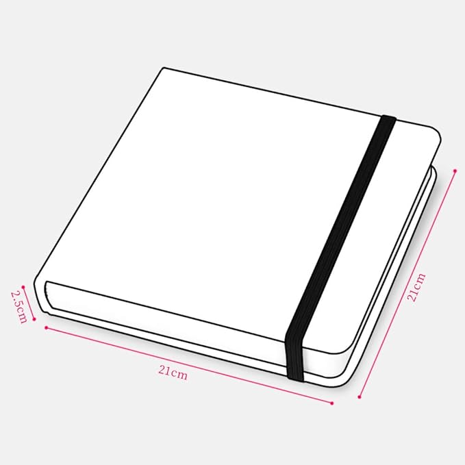 Square 8.2x 8.2 inches 165gsm Colored Pencil Paint Journal Hardbound 128pgs（64 Sheets Front Back Cold Pressed）Travel for Colored Pencil Sketch Doodles Handmade Cloth Cover Notebook Red Cloud A15