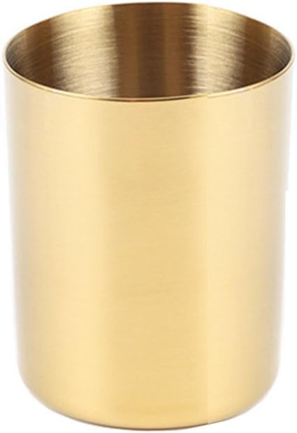 MEI YI TIAN Gold Pen Holder Glossy Stainless Steel Pencil Cup for Home Office Desk Organizers Multi Use Makeup Brush Holder Flower Vase Mini Pot Decor
