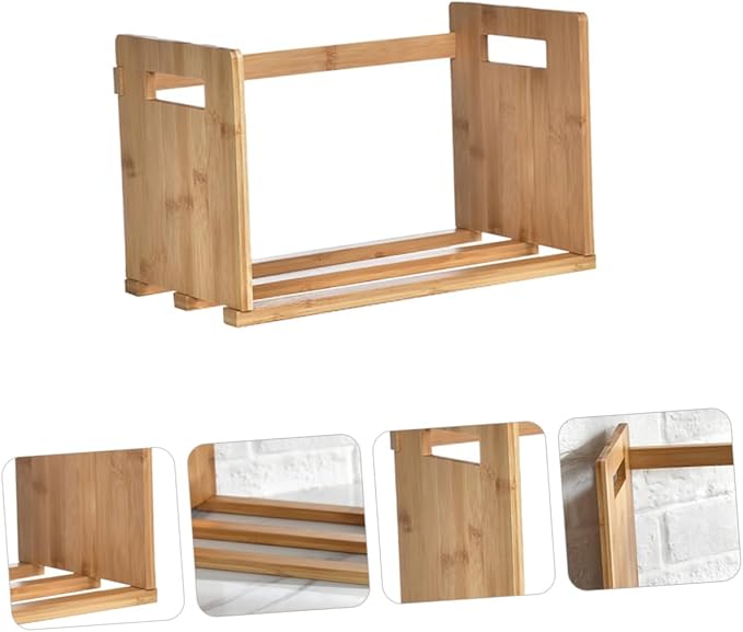 Homoyoyo Bamboo Desktop Book Storage Rack Expandable Bookend for Office and Home Retractable Organizer Shelf Natural Wood Finish Suitable for Books and Magazines