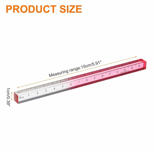HARFINGTON Acrylic Clear Straight Rulers 15cm Metric Transparent Gradient Three-Dimensional Plastic Ruler Square Cube Measuring Tool for Classroom Office, Pink