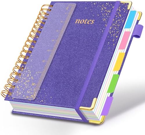 Hardcover Spiral Notebook with Tabs & Dividers, 8"x10" 5 Subject