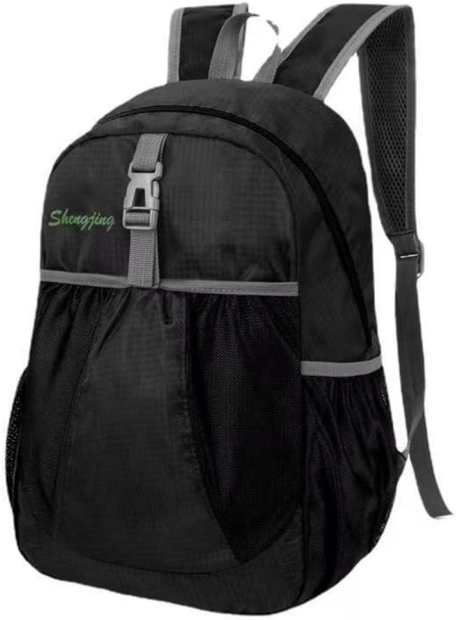 Travel lightweight foldable backpack hiking backpack splash proof compact travel backpack day pack (black)