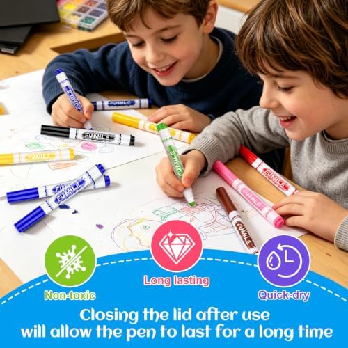 FUMILE 300 Count Washable Markers Bulk,10 Assorted Colors Markers for Kids,Broad Line Conical Tip Coloring Marker Bulk For Student,Back to School Supplies, Teacher Classroom Must Haves & Essentials
