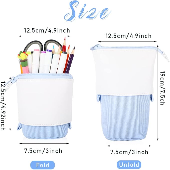 Oyachic Stand up Pencil Case Standing Pencil Holder Transformer Pencil Pouch Telescopic Pen Bag Cute Makeup Bag Cosmetic Organizer Bag Box for Women