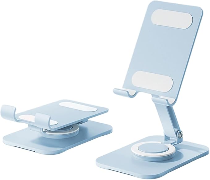 Carbon Steel Desktop Phone Stand Foldable Adjustable with Rotating Base for Video Calls Phone Tablet Portable Foldable Adjustable Desktop Rotating Desk Video Calling Online Learning Movie Hands