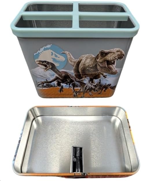Tin Organizer with Sharpener at Bottom, Jurassic