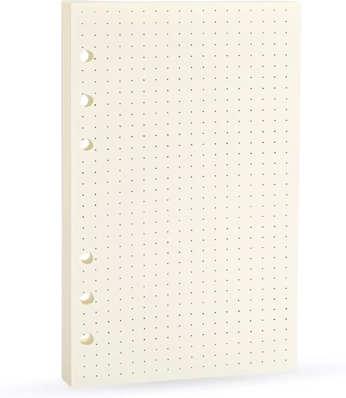Spiral Notebook Refill,6 Ring Binder Refill,for Filofax/Personal Journal,Doted Paper 45sheets/90 pages, 100gsm quality,Harphia (A6 3.74 x 6.77'',Dotmattrix)