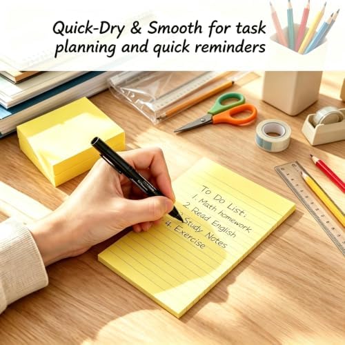400 Sheet Lined Sticky Notes,4x6in Large Post,Clean Remove for School,Home