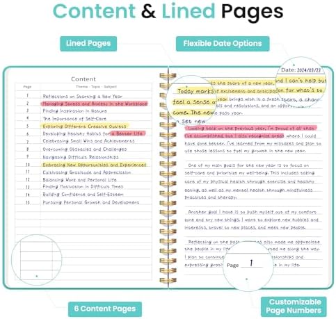 Taja Lined Spiral Journal Notebook for Women & Men, 140 Pages, College Ruled Hardcover Notebook for Work & Note Taking, Journals for Writing, A5(5.7" x 7.9") – Aquamarine