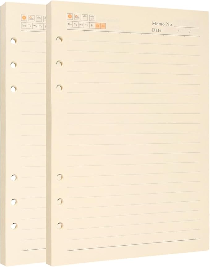 A5 Lined Refill Paper, 6-Hole Cornell Ruled, 2-Pack 160 Sheets No Bleed
