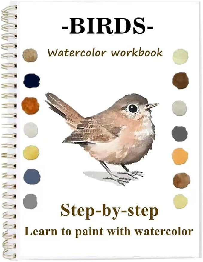 Watercolor Workbooks with Sketches, Beginner Friendly Water Coloring Book Watercolor Paint Set Art Crafts Painting Kit Gift for Adults, Any Level Artist (Birds, Without Paint Set)