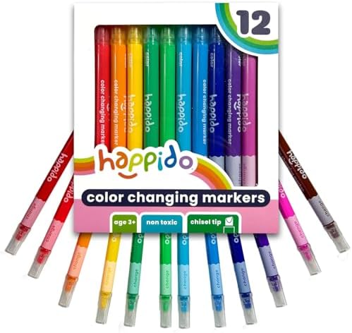 Happido Double-Sided Color Changing Markers for Kids, Set of 12