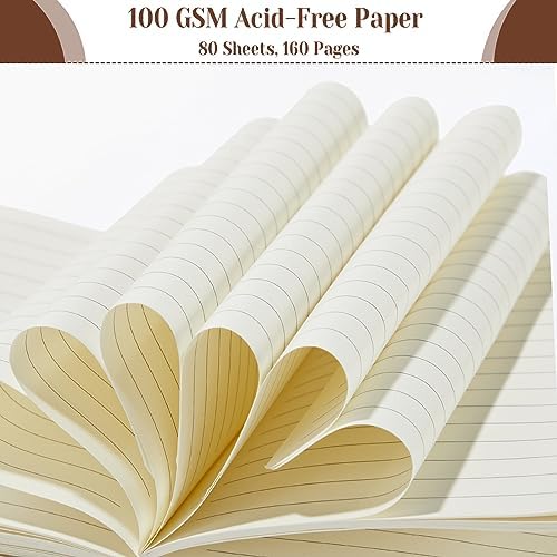 Laumoi 14 Pack Hardcover Lined Journal Notebooks Bulk,Brown,A5