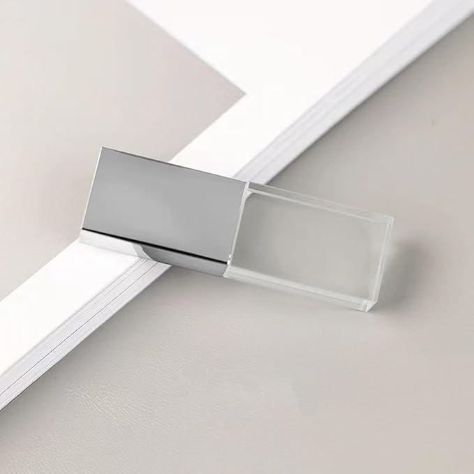 New Crystal Transparent Rectangle Genuine USB Flash Drive 3.0 Wedding Gift Pen Drive,Memroy Stick,Silver (32, GB)