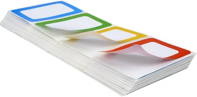 Plain Name Tags Stickers Colorful Border All Purpose Labels - 400 Stickers, Strong Adhesive (3.5 x 2.25 inch)