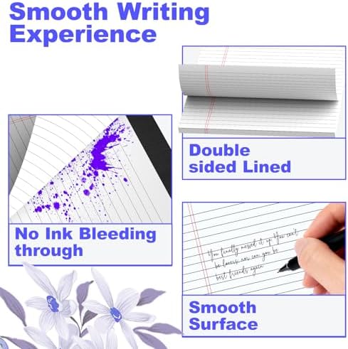3 Pack White Legal Pads 8.5 x 11 Inch, Wide Ruled Notepads Lined Memo Note Pads, 8.5x11 Inch Micro Perforated Writing Pads 30 Sheets Per Pad for Work Study Daily Note Taking List