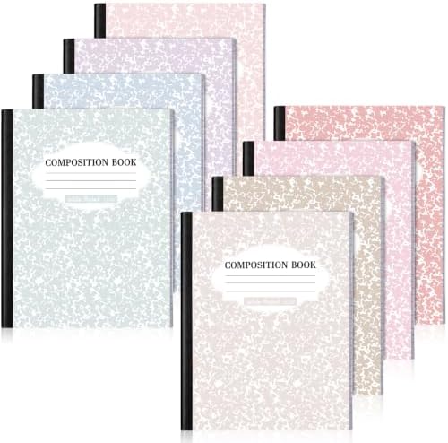 Colarr 8 Pack Composition Notebook Wide Ruled Marble, Subtle Colors