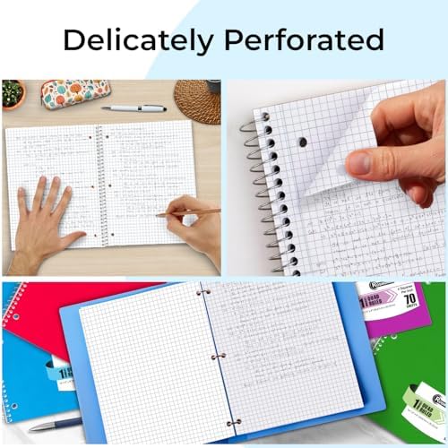 Rosmonde 1 Subject Graph Paper Spiral Notebook, 12 Pack, 70 Sheets