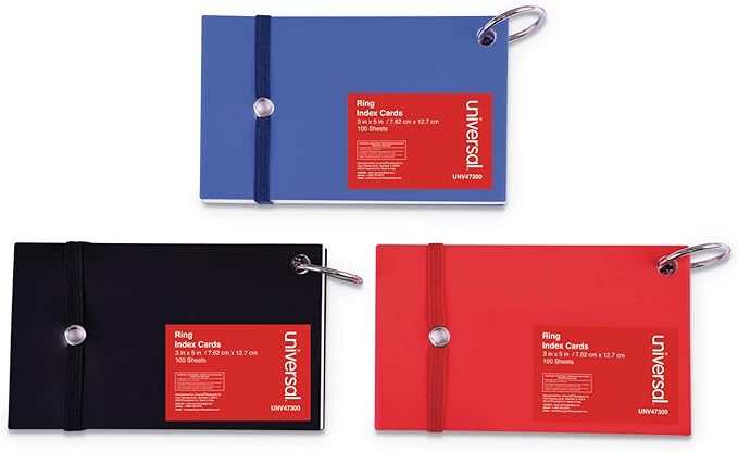 Universal Office Products UNV47300 Ring Index Cards, 3 X 5, White, 100/pack