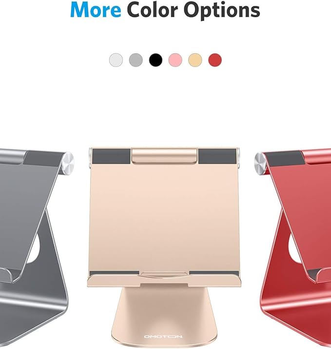 OMOTON Tablet Stand Holder Adjustable, T1 Desktop Aluminum Tablet Dock Cradle Compatible with iPad Air/Mini, iPad 10.2/9.7, iPad Pro 11/12.9, Samsung Tab and More, Gold