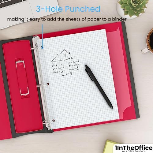 1InTheOffice Binder Graph Paper Loose Leaf, 3 Hole Small Graph Paper, 8x10.5 White, 160 Sheets/Pack