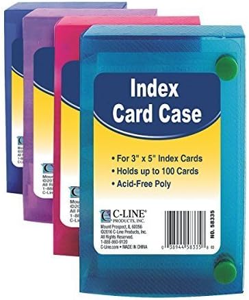 C-Line, 58335, Index Card Case, Holds 100 3 x 5 Cards, Polypropylene, Assorted, Sold As 1 Each