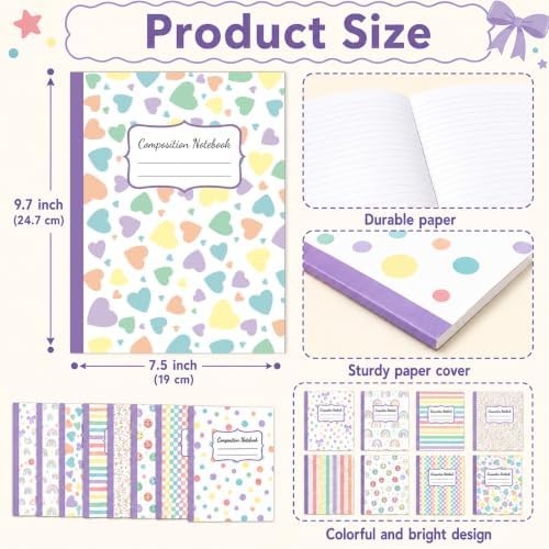 40Pcs Pastel Rainbow Composition Notebooks College Ruled 9-3/4 x 7-1/2''