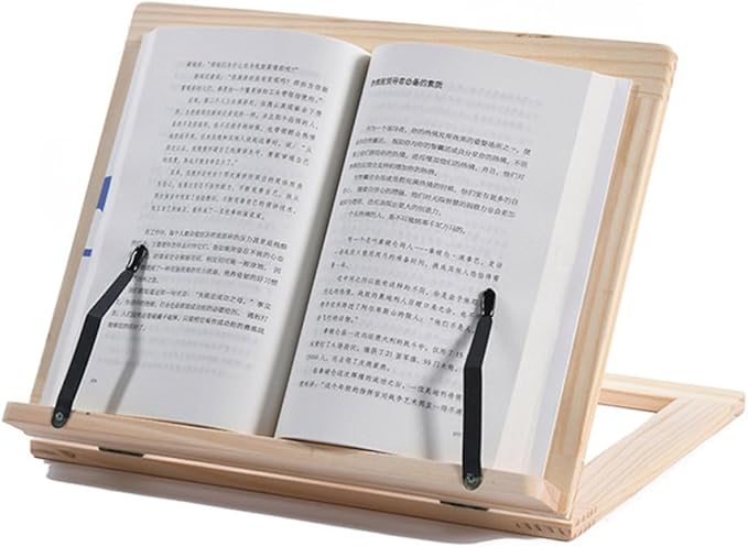 Wooden Reading Holder Book Stand with Iron Clamp Desktop Book Rest Rack Hands-Free Reading Platform for Students and Adults
