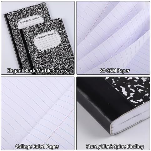 BESARME 24 Pcs Composition Notebook Bulk for School, Wide Ruled Notebooks