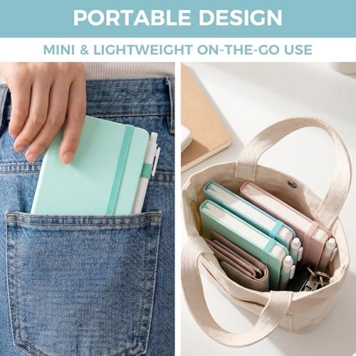 Thboxes 3 Pack Pocket Notebook Journals, A6 Hardcover Notepads, Pen Holder