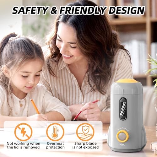 deli Electric Pencil Sharpener, Fully Automatic Pencil Sharpener,Gray